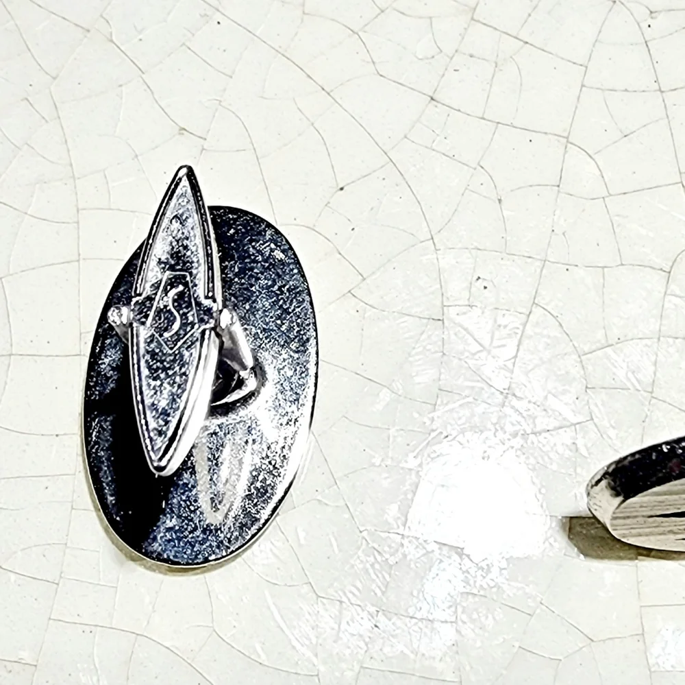 Swank sterling silver mid century modern oval men's cufflinks